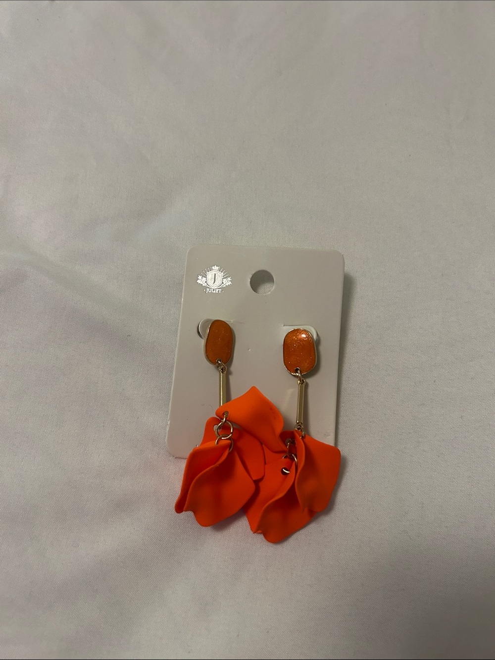 Orange Floral Drop Earrings - Unbranded